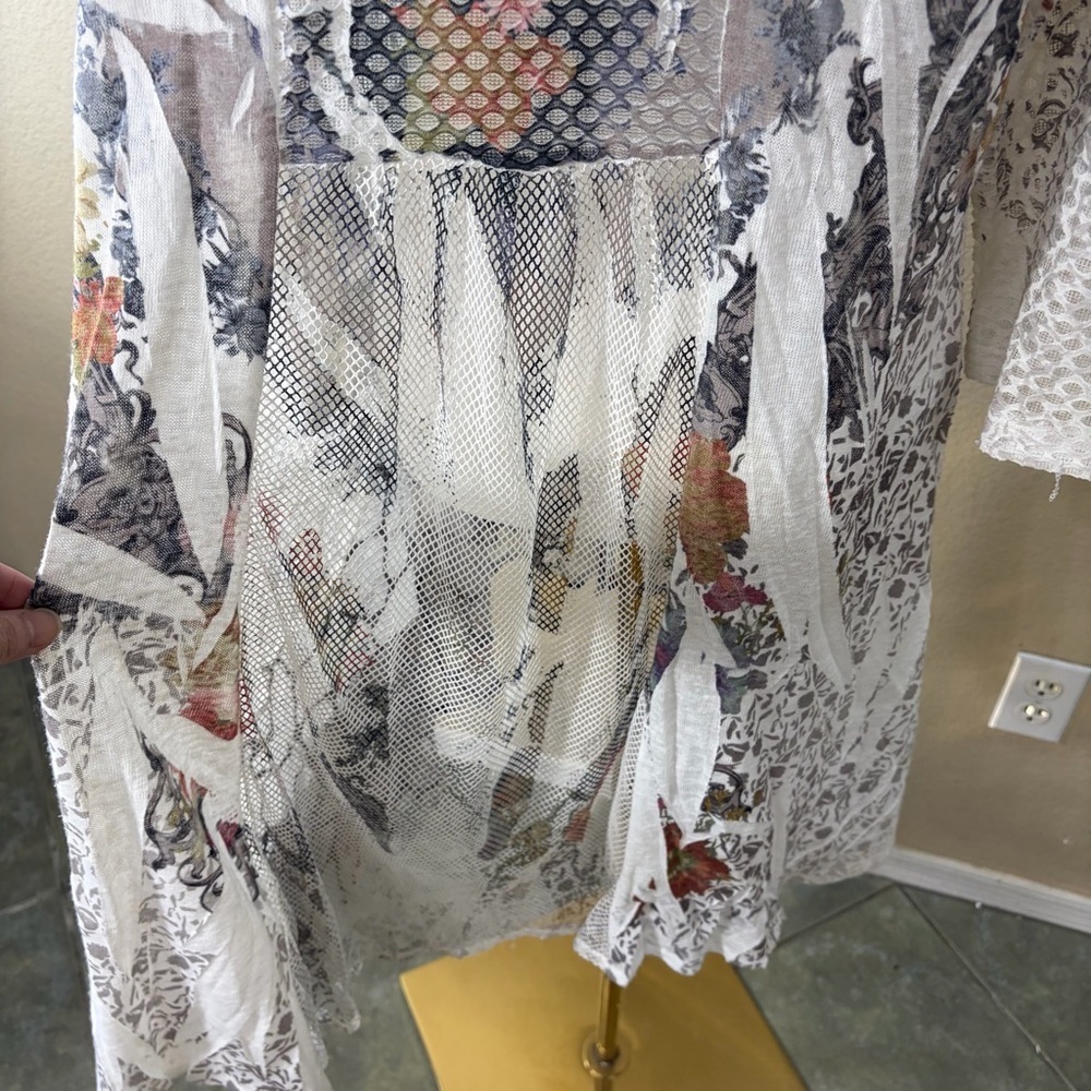 Kamana Womens BOHO Multi color Open Front Mesh Sheer Cardigan/Top Sz L Fairycore - Picture 8 of 14
